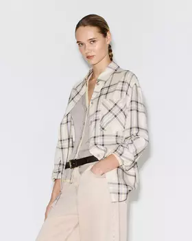 Рубашка в клетку светло-бежевого цвета