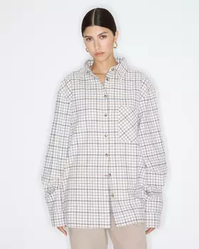 Рубашка в мелкую клетку бежевого цвета