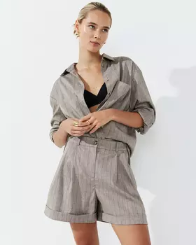 Шорты изо льна кофейного цвета