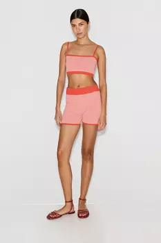 Шорты мини в полоску кораллового цвета