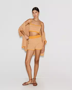 Шорты мини в полоску медового цвета