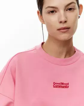 Толстовка базовая с принтом розового цвета