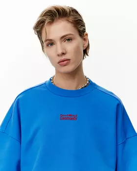 Толстовка базовая с принтом синего цвета