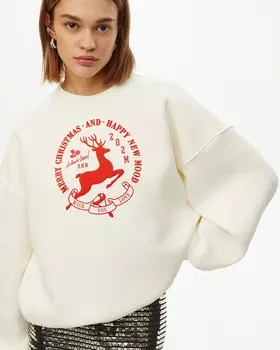 Толстовка без капюшона молочного цвета