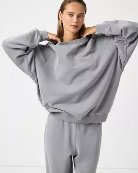 Толстовка из вареного хлопка серо-голубого цвета