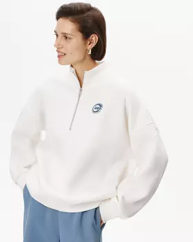 Толстовка на молнии с принтом молочного цвета