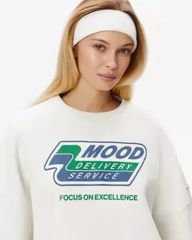 Толстовка объемная с принтом молочного цвета