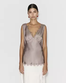 Топ из гладкого сатина кофейного цвета