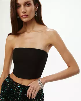 Топ из костюмной ткани черного цвета