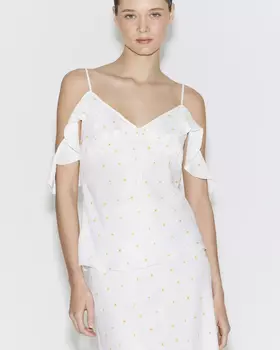 Топ из вискозы с принтом молочного цвета