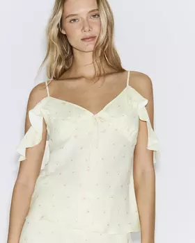 Топ из вискозы с принтом желтого цвета