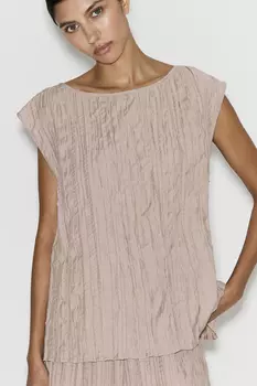 Топ из жатого сатина кофейного цвета