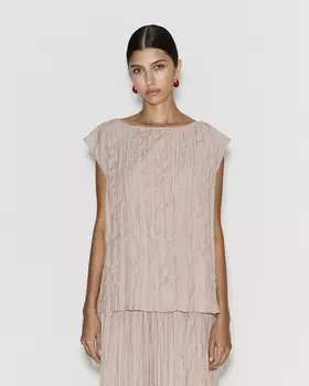 Топ из жатого сатина кофейного цвета