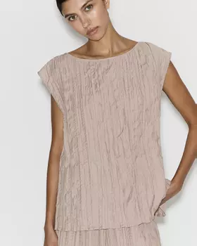 Топ из жатого сатина кофейного цвета