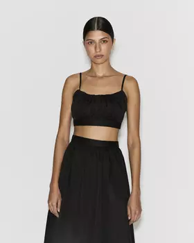 Топ укороченный из хлопка черного цвета