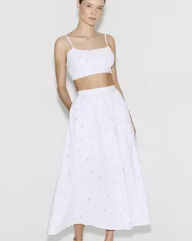 Топ укороченный из принтованного хлопка белого цвета