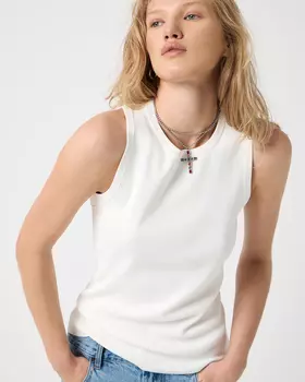 Топ вязаный базовый молочного цвета