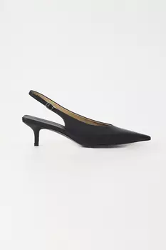 Туфли из кожи с открытой пяткой черного цвета