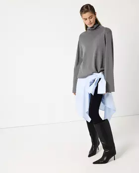 Вязаная водолазка оверсайз серого цвета