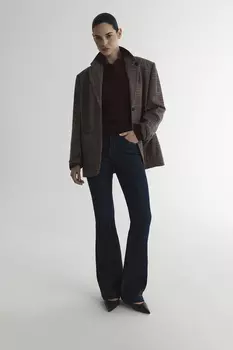 Жакет из шерсти в клетку бежевого цвета