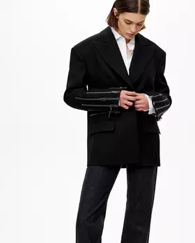 Жакет оверсайз с молниями черного цвета