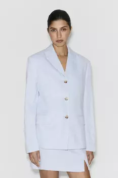 Жакет со льном голубого цвета