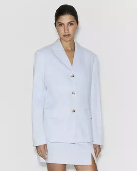 Жакет со льном голубого цвета