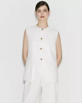 Жилет со льном молочного цвета