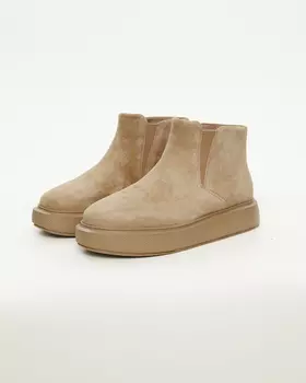 Зимние ботинки на меху темно-бежевого цвета