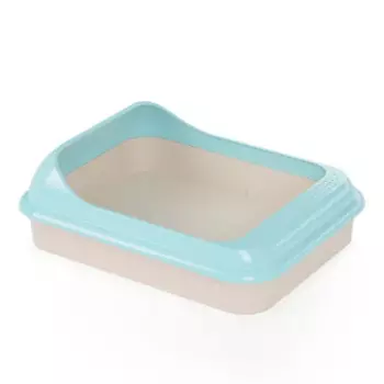 Альтернатива Лоток с бортиками для кошек Мур-мяу, 45,5х35,5х15 см, серо-голубой