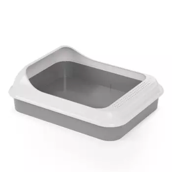 Альтернатива Лоток с бортиками для кошек Мур-мяу, 45х35,5х15 см, серый