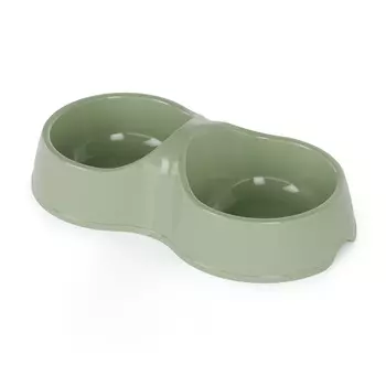 Альтернатива Миска двойная для кошек Юта, 200 мл, зеленый