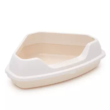 Альтернатива Туалет угловой с высоким бортиком для кошек, 55x41x15 см, бежевый