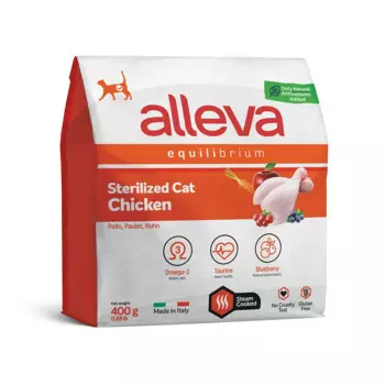 ALLEVA Equilibrium Сухой корм для кастрированных котов и стерилизованных кошек, с курицей, 400 гр.
