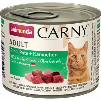 Animonda Carny Fleisch Menue Adult консервы для кошек старше 1 года, с индейкой и кроликом, 200 г