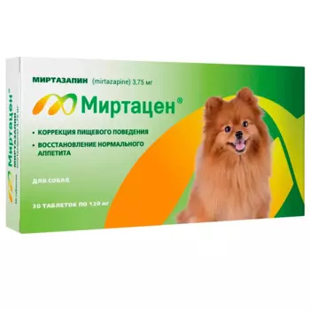 Apicenna Миртацен Средство для коррекции и восстановления нормального аппетита у собак, 30 таблеток