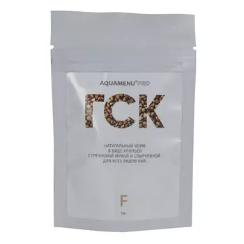АQUA MENU Натуральный корм в виде хлопьев с гречневой мукой и спирулиной для всех видов рыб Pro ГСК, F, 10 гр.