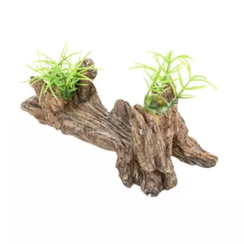 AquaFantasy Декор для аквариумов Коряга с травой, 13x6x5 см