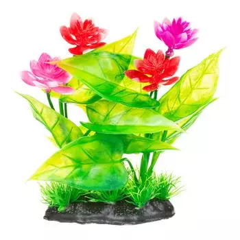 AquaFantasy Декор для аквариумов Растение с цветами, 9x5x15 см