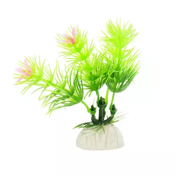 Aquafantasy Декор для аквариумов Растение зеленое с цветами, 8 см