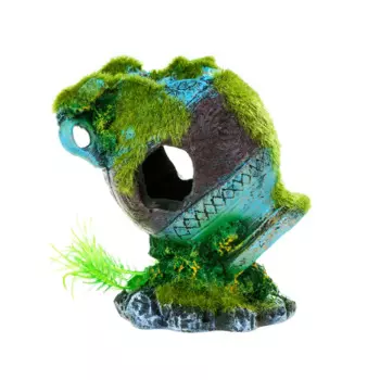 AquaFantasy Декор для аквариумов Ваза с мхом, 10x7x10 см