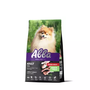 АВВА Adult Сухой корм на основе свежего мяса для взрослых собак мелких пород, с ягненком и индейкой, 400 гр.
