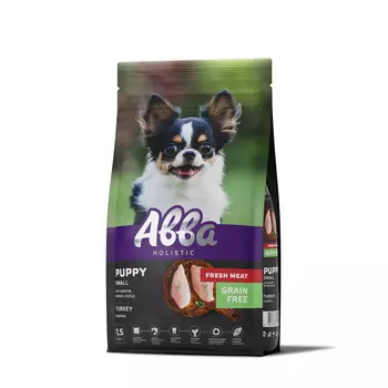 АВВА Puppy Сухой корм на основе свежего мяса для щенков мелких пород, с индейкой, 1,5 кг