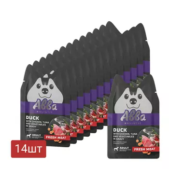 АВВА Влажный корм (пауч) для собак всех пород, с уткой, курицей, тунцом и овощами в соусе, 100 гр.