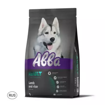 Aвва Adult Сухой корм для собак всех пород, с ягненком и рисом, 3 кг