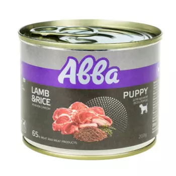 АВВА Puppy Влажный корм (консервы) для щенков всех пород, с ягненком и рисом, 200 гр.