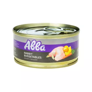 АВВА Adult Влажный корм (консервы) для взрослых собак мелких пород, с кроликом с овощами, 100 гр.