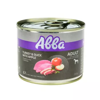 Aвва Консервы для взрослых собак всех пород Индейка/утка с яблоком, 200г