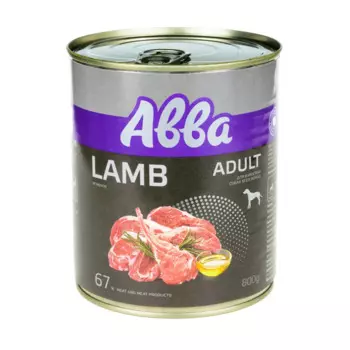 Aвва Adult Консервы для взрослых собак всех пород, с ягненком, 800 гр.