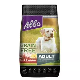 Aвва Grain Free Adult Сухой корм для собак всех пород старше 1 года, с ягненком и картофелем, 12 кг